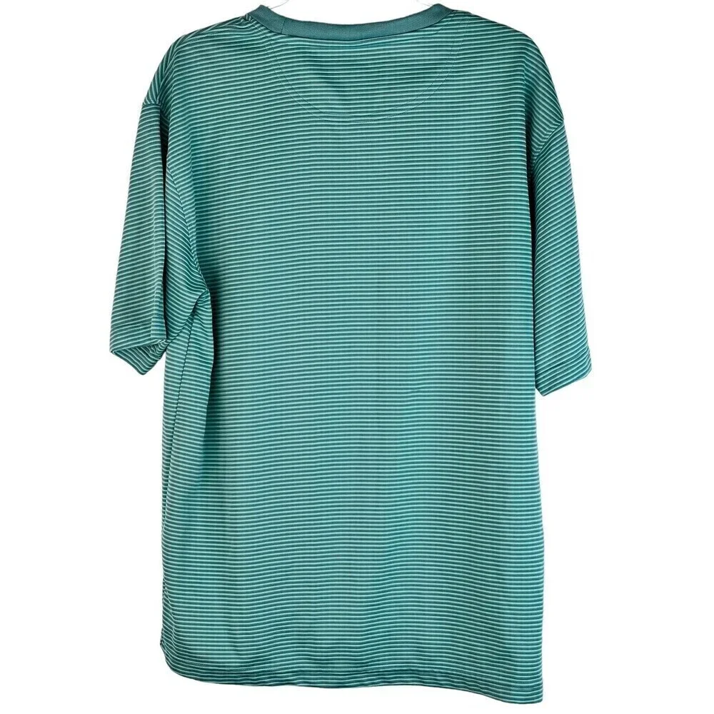 Men's Joe Marlin Crew Neck Stripe T-Shirt Adult Large Short Sleeve Blue Green